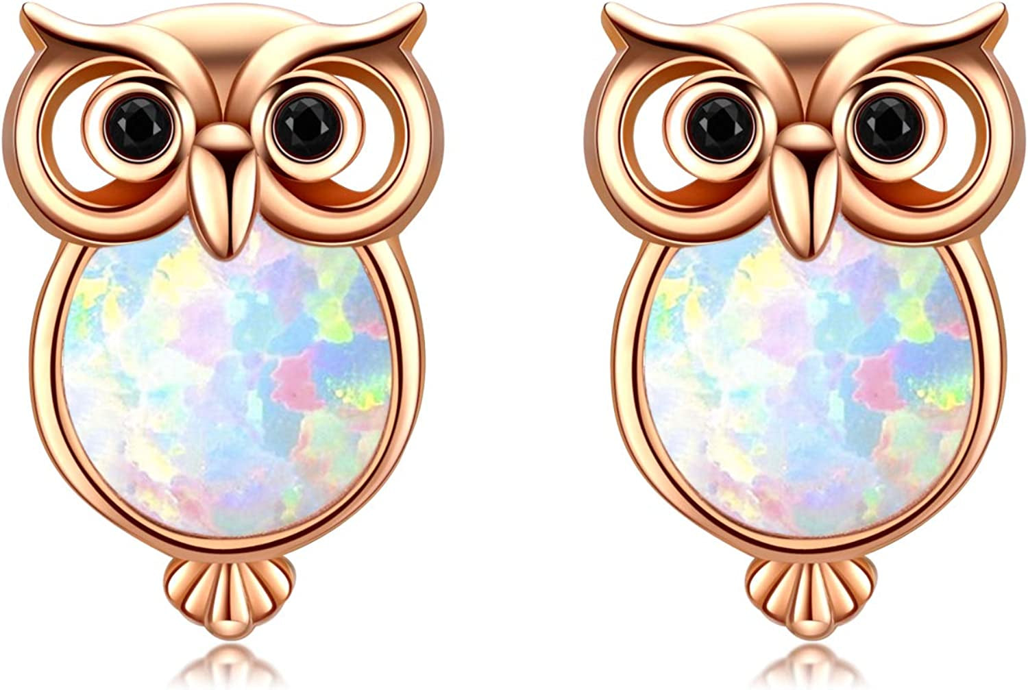 Cuoka Owl Stud Earrings,Owl Necklace 925 Sterling Silver Opal Owl Earrings Hypoallergenic Heart Animal Owl Jewelry Gifts for Women Girls Owl Lovers Apparel & Accessories > Jewelry > Earrings Cuoka A-Opal Owl Earring