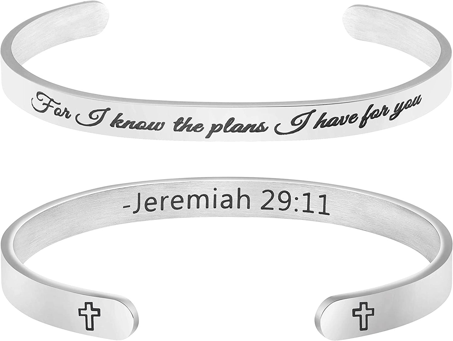 Christian Bracelets for Women Inspirational Gifts Bible Verse Religious Faith Jewelry Cuff Bracelet Mothers Day Christmas Birthday Jewelry for Her Mother Daughter Apparel & Accessories > Jewelry > Bracelets Memgift Jeremiah 29:11-For I know the plans I have for you