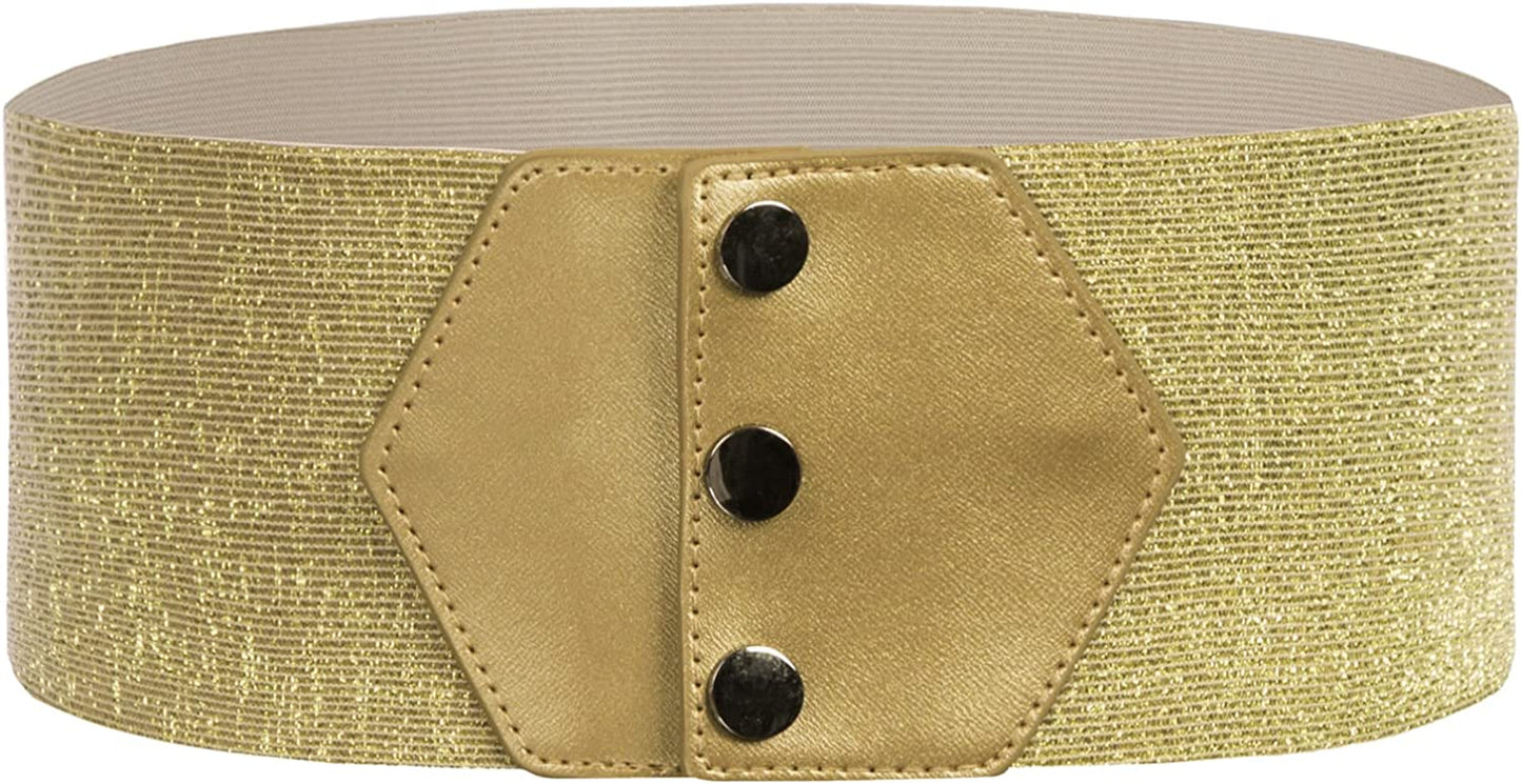 GRACE KARIN Women'S Snap-Button Corset Belt Wide Elastic Belts for Dress Stretchy Waistband Apparel & Accessories > Clothing Accessories > Belts GRACE KARIN Silver X-Large