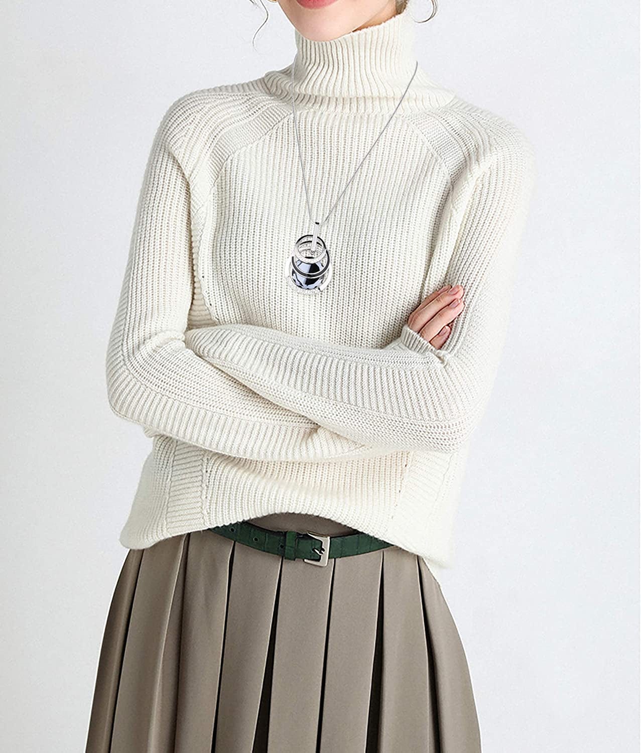 6Pcs Women Long Sweater Necklace Silver Plated Rhinestone Flower Tassel Pendant Neckace Jewelry Women Gifts 6pcs a Set