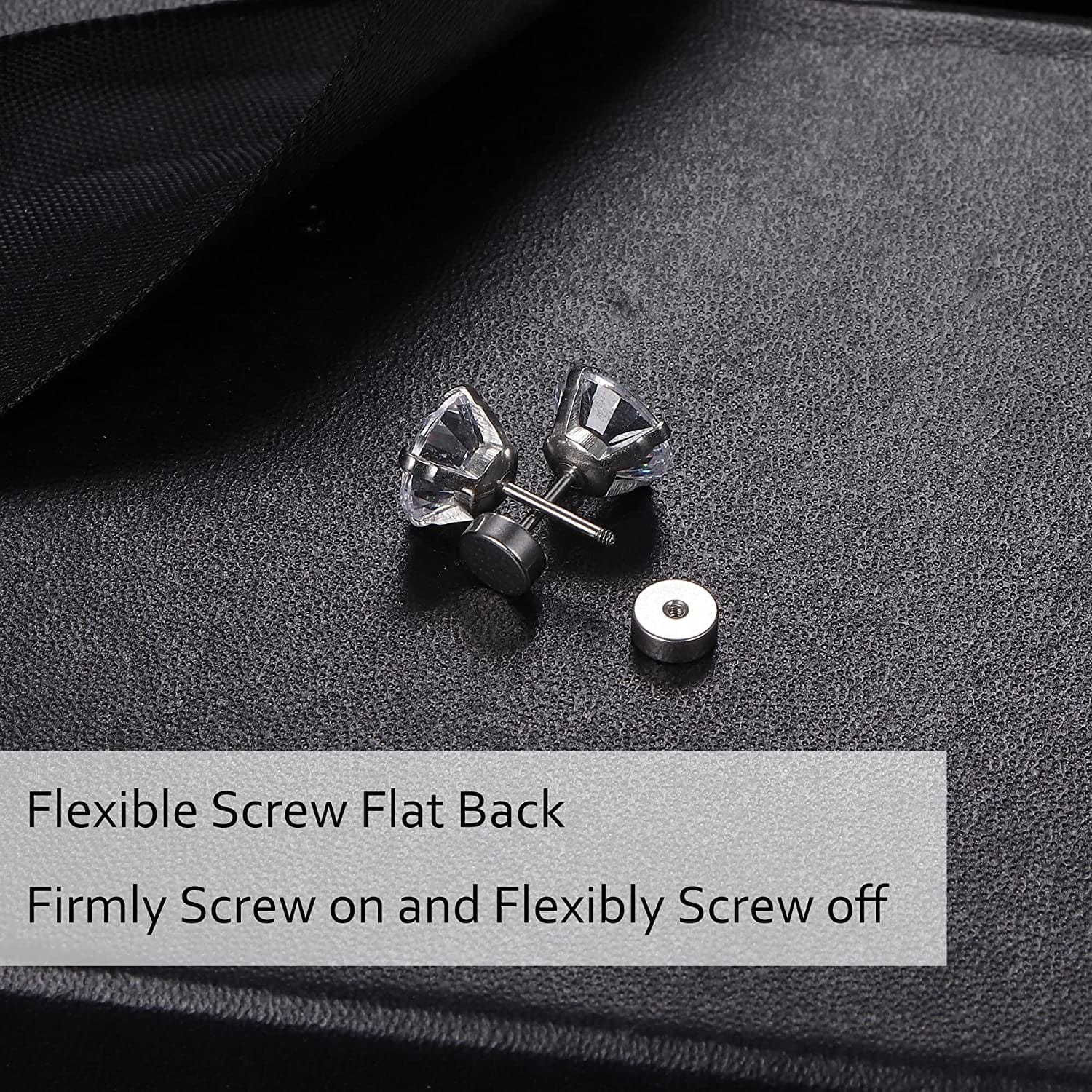 7-12Pairs 20G Hypoallergenic Brithstone Stud Earrings for Women Men Flatback Earrings Stainless Steel Cubic Zirconia Earrings Piercing Ear Cartilage