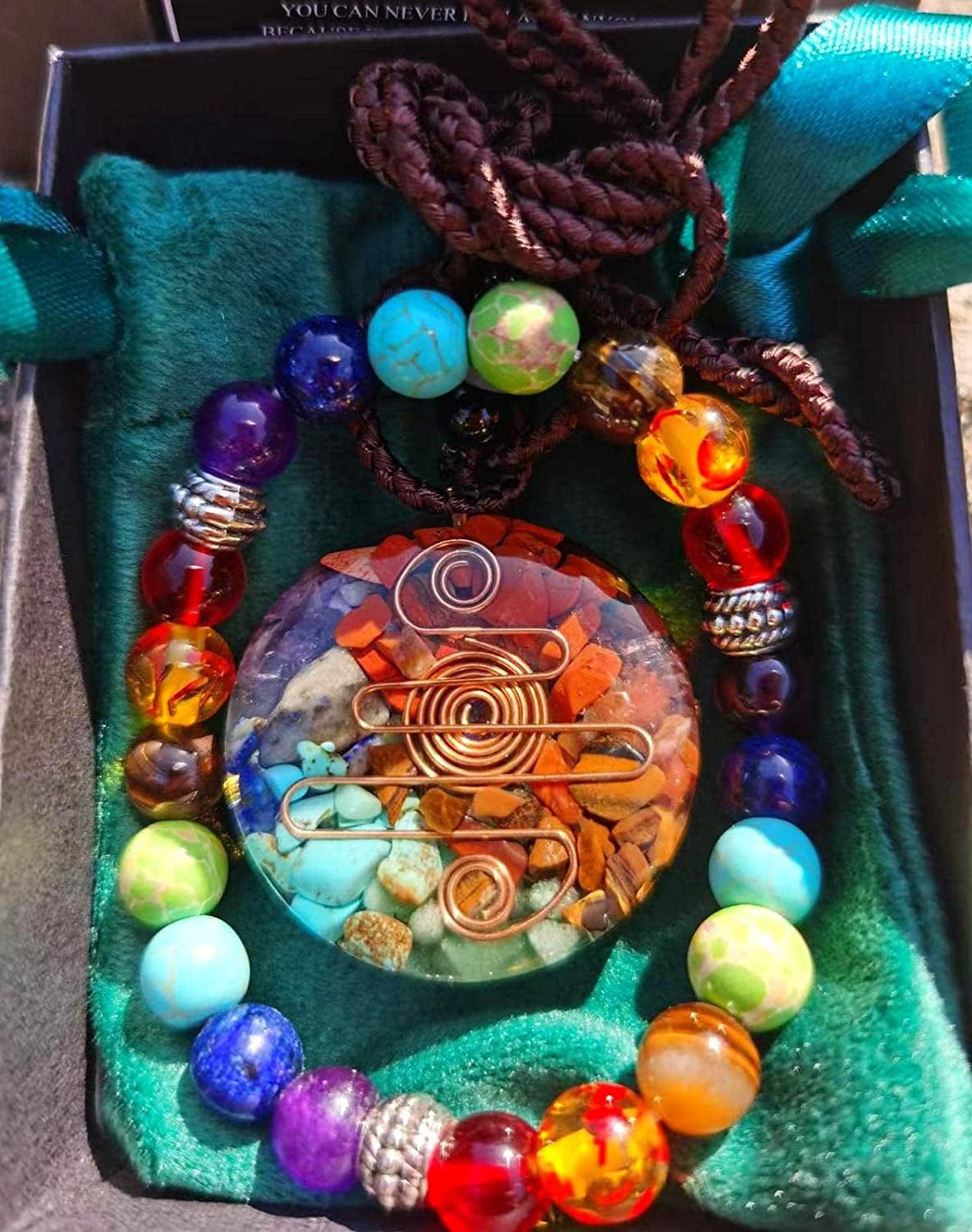 7 Chakra Necklace Chakra Bracelet Jewelry Set for Women Men Healing Colorful Energy Stones Pandent and Bracelets