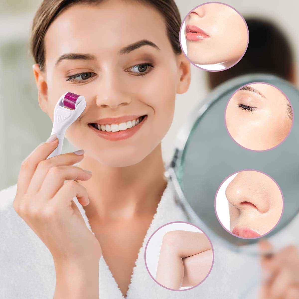 7 in 1 Derma Roller Kit - Jade Roller, Face Microneedle Roller, Facial Beauty Roller Skin Care Tools for Scarring and Face Skin Rejuvenation,Lifting, Skin_ Problems, Beard Health & Beauty > Personal Care > Cosmetics > Cosmetic Tools > Skin Care Tools MPOPUUL
