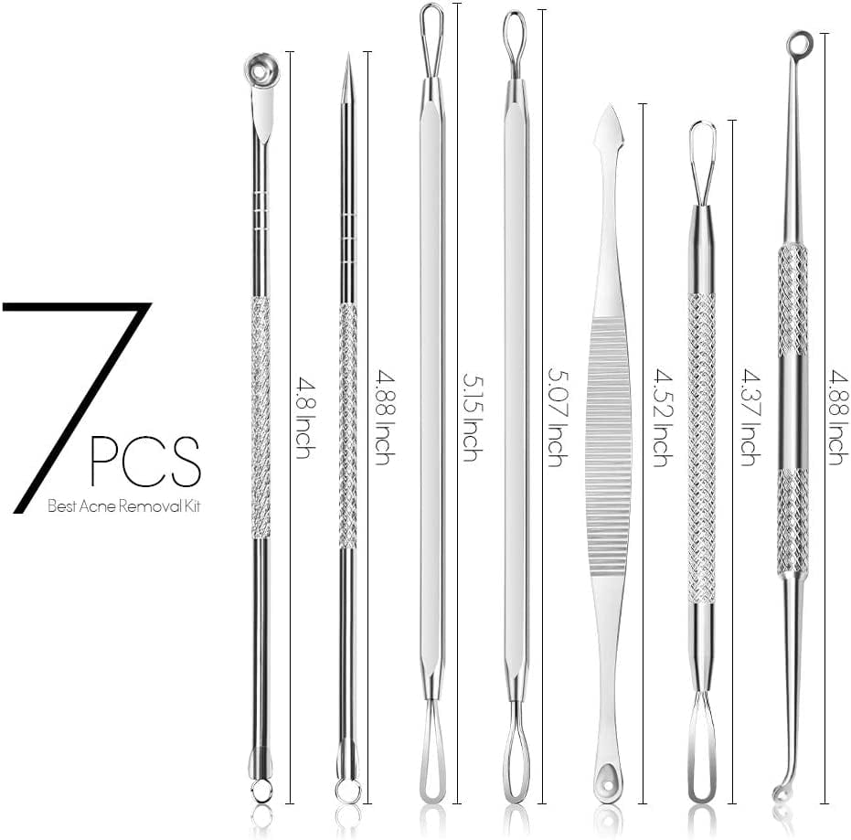 7 in 1 Pimple Blackhead Remover Extractor Tool Kit, Teenitor Professional Safe Treatment for Zit Popper White Head Acne Blemish Comedone Removing for Nose Face Skin Health & Beauty > Personal Care > Cosmetics > Cosmetic Tools > Skin Care Tools Teenitor