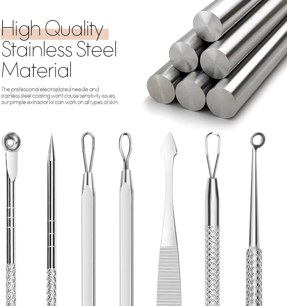 7 in 1 Pimple Blackhead Remover Extractor Tool Kit, Teenitor Professional Safe Treatment for Zit Popper White Head Acne Blemish Comedone Removing for Nose Face Skin Health & Beauty > Personal Care > Cosmetics > Cosmetic Tools > Skin Care Tools Teenitor