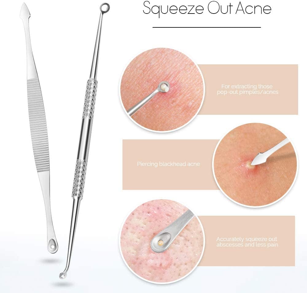 7 in 1 Pimple Blackhead Remover Extractor Tool Kit, Teenitor Professional Safe Treatment for Zit Popper White Head Acne Blemish Comedone Removing for Nose Face Skin Health & Beauty > Personal Care > Cosmetics > Cosmetic Tools > Skin Care Tools Teenitor