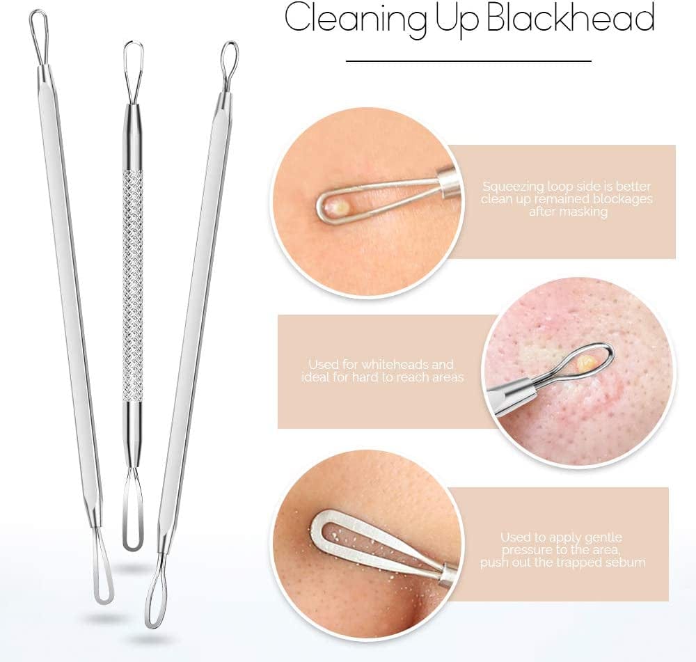 7 in 1 Pimple Blackhead Remover Extractor Tool Kit, Teenitor Professional Safe Treatment for Zit Popper White Head Acne Blemish Comedone Removing for Nose Face Skin Health & Beauty > Personal Care > Cosmetics > Cosmetic Tools > Skin Care Tools Teenitor