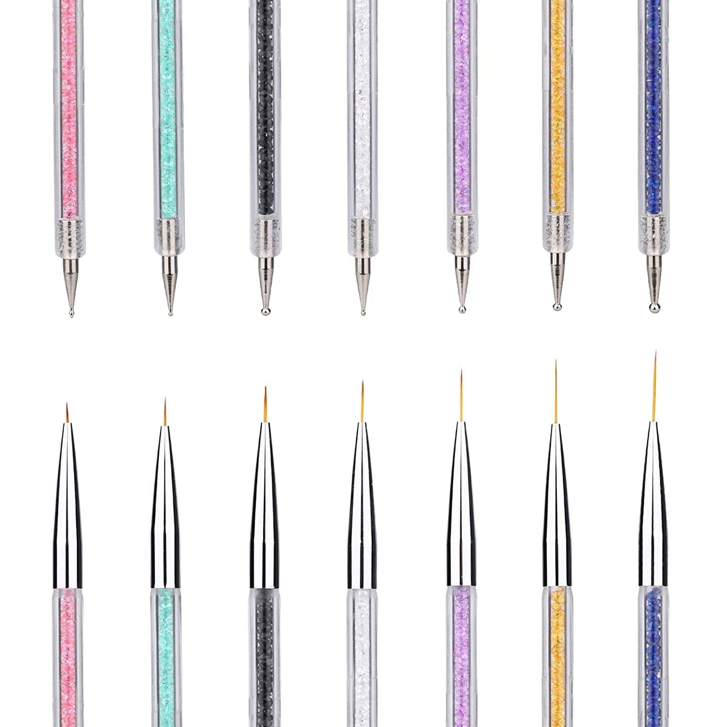 7 Pcs Nail Art Liner Brushes,Nail Art Point Drill Drawing Brush Pen Double Ended Dotting Tools Set,Dual-Ended Painting Nail Design Brush Pen Include Liner Brushes and Dotting Pen 5/7/9/11/14/16/20 Mm Health & Beauty > Personal Care > Cosmetics > Cosmetic Tools > Nail Tools Mooerca