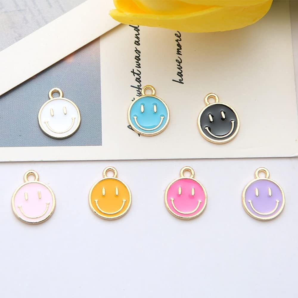 70 Pcs Smiley Face Charms Pendants for DIY Bracelets Earrings Necklace Keychain Jewelry Making