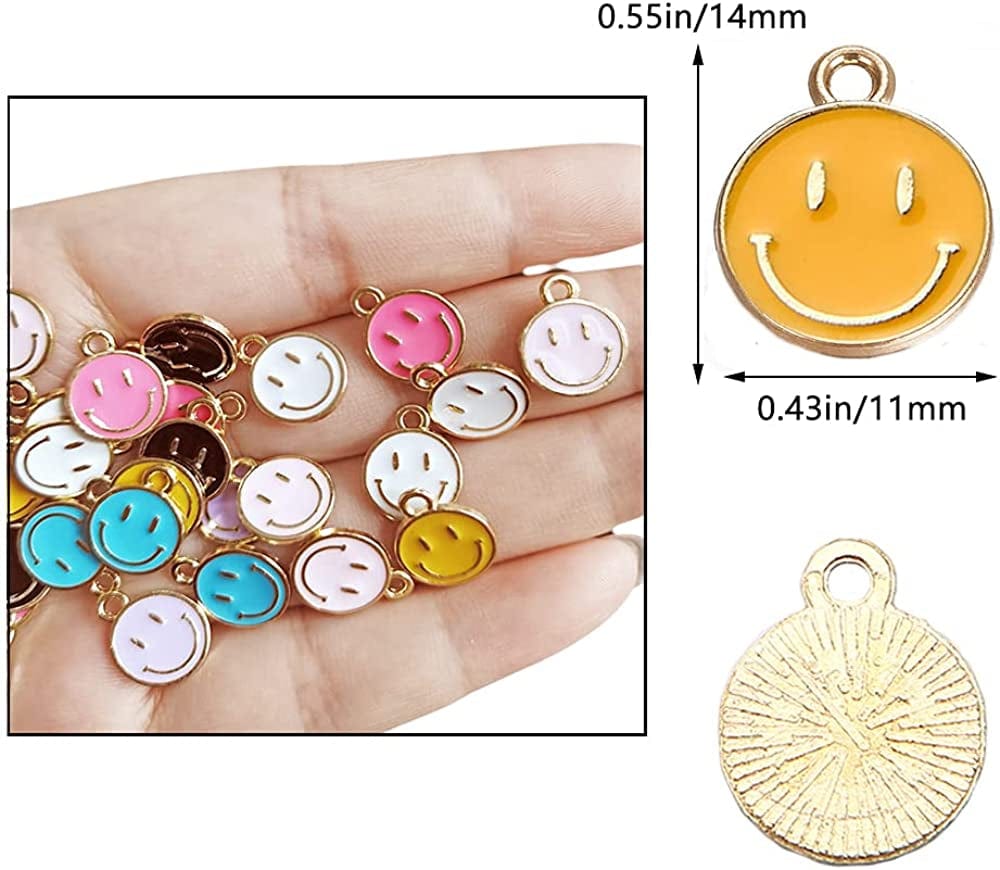 70 Pcs Smiley Face Charms Pendants for DIY Bracelets Earrings Necklace Keychain Jewelry Making
