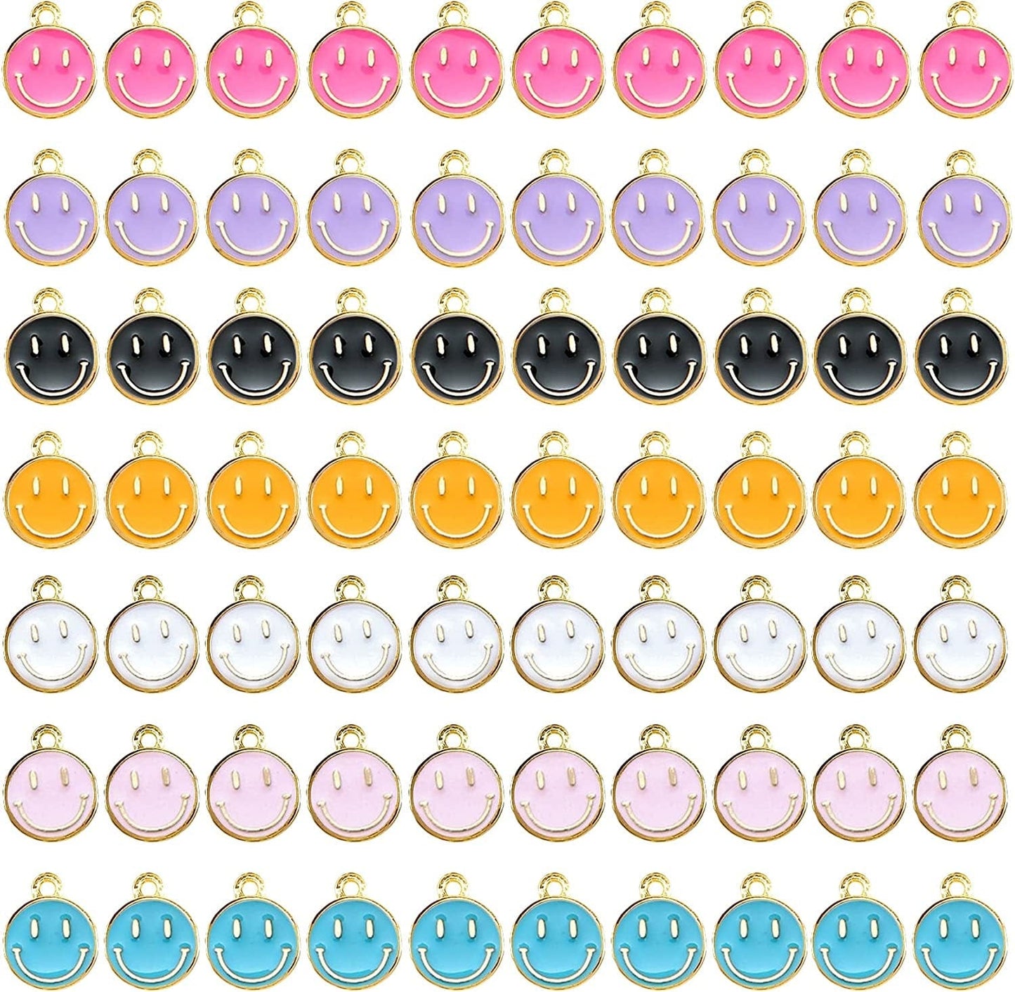 70 Pcs Smiley Face Charms Pendants for DIY Bracelets Earrings Necklace Keychain Jewelry Making