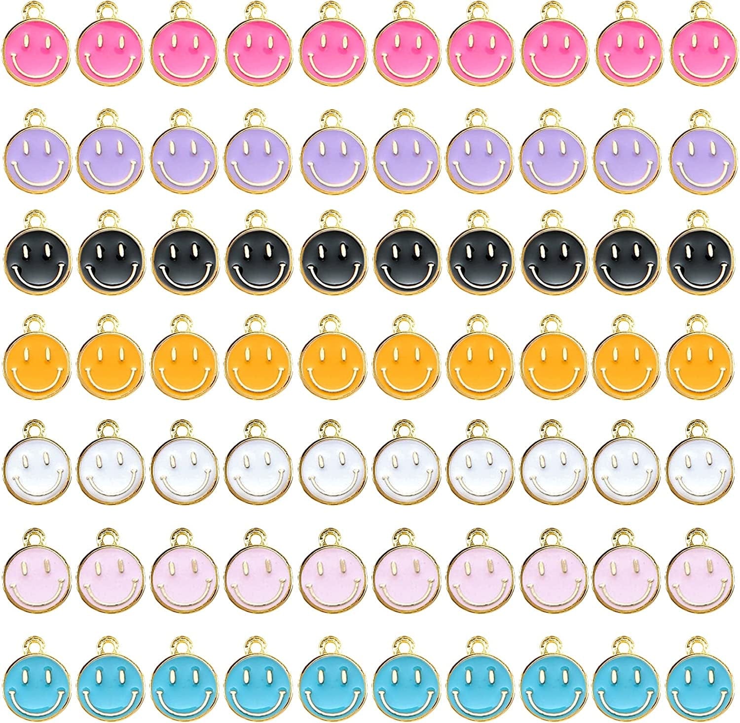 70 Pcs Smiley Face Charms Pendants for DIY Bracelets Earrings Necklace Keychain Jewelry Making