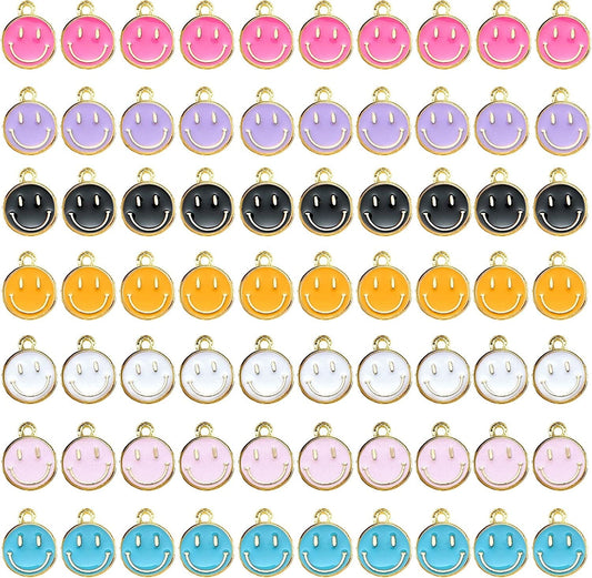 70 Pcs Smiley Face Charms Pendants for DIY Bracelets Earrings Necklace Keychain Jewelry Making
