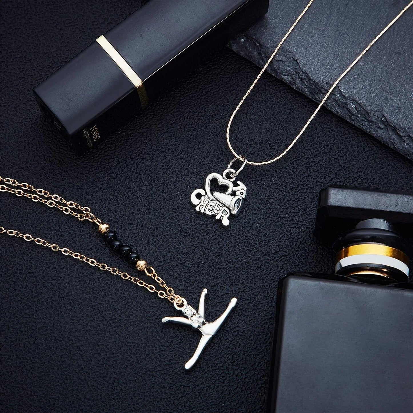 70 Pieces Cheerleader Charms Gymnastics Charm School Sports Charm Pendants Necklace Crafting Jewelry Findings Making Accessory DIY Necklace Bracelet (Classic Style)