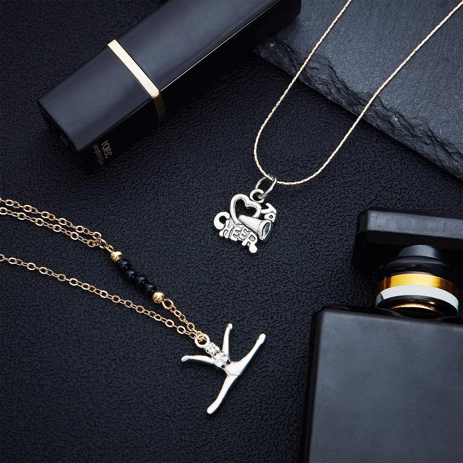 70 Pieces Cheerleader Charms Gymnastics Charm School Sports Charm Pendants Necklace Crafting Jewelry Findings Making Accessory DIY Necklace Bracelet (Classic Style)