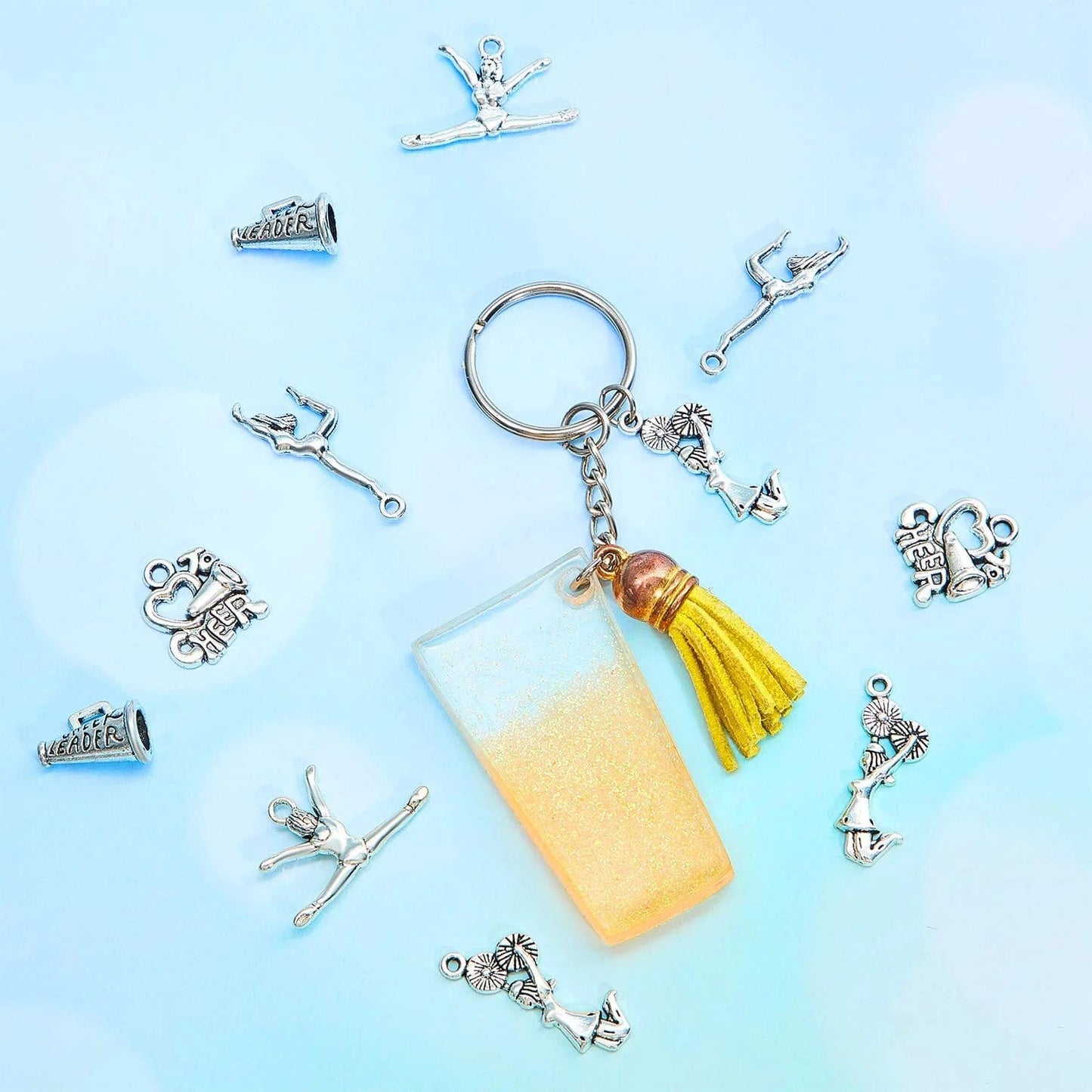 70 Pieces Cheerleader Charms Gymnastics Charm School Sports Charm Pendants Necklace Crafting Jewelry Findings Making Accessory DIY Necklace Bracelet (Classic Style)