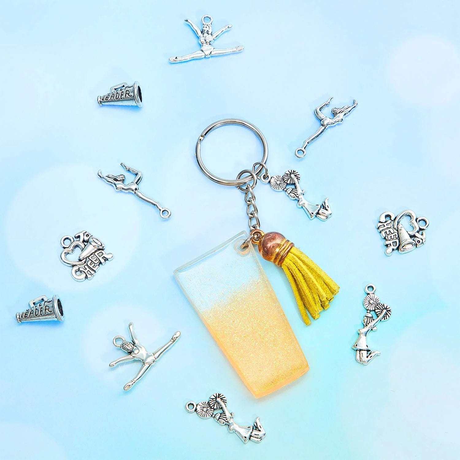 70 Pieces Cheerleader Charms Gymnastics Charm School Sports Charm Pendants Necklace Crafting Jewelry Findings Making Accessory DIY Necklace Bracelet (Classic Style)