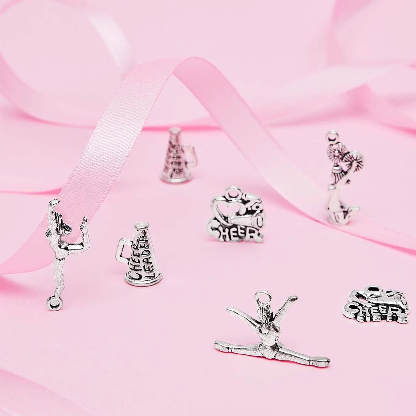 70 Pieces Cheerleader Charms Gymnastics Charm School Sports Charm Pendants Necklace Crafting Jewelry Findings Making Accessory DIY Necklace Bracelet (Classic Style)