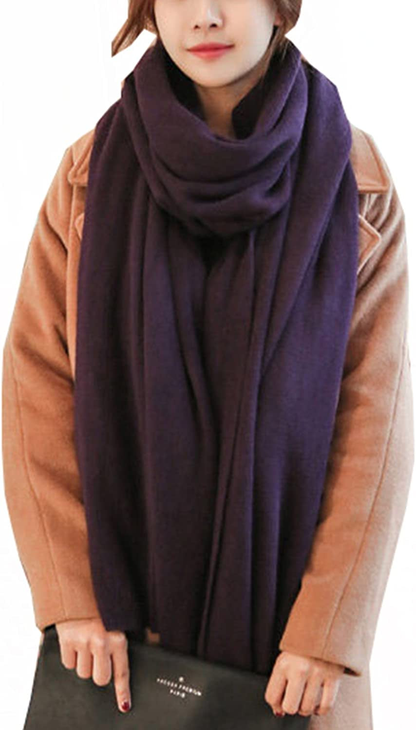 Wander Agio Womens Warm Winter Infinity Scarves Set Blanket Scarf Pure Color Apparel & Accessories > Clothing Accessories > Scarves & Shawls Wander Agio Purple
