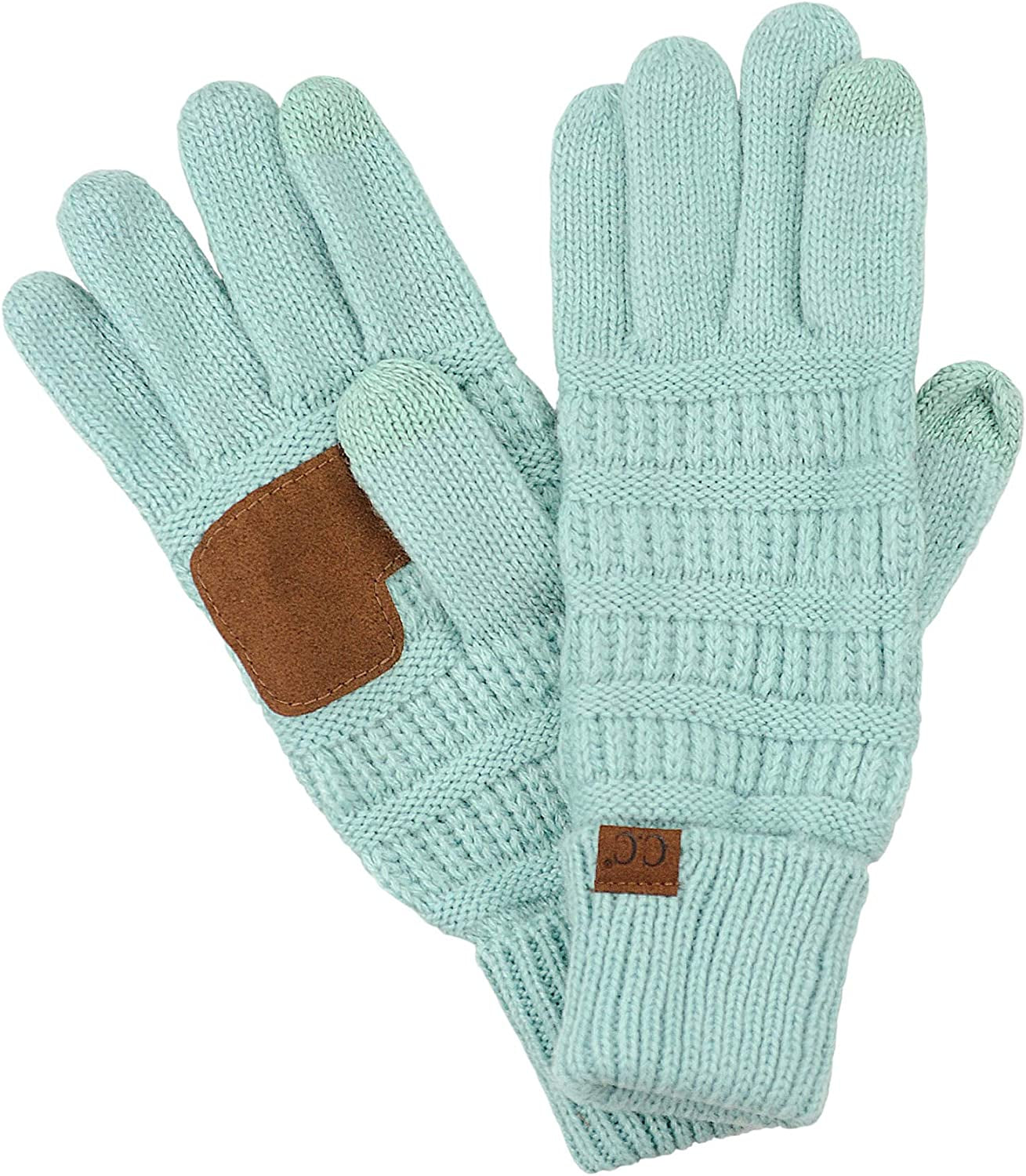 C.C Unisex Cable Knit Inner Lined Anti-Slip Touchscreen Texting Gloves Apparel & Accessories > Clothing Accessories > Gloves & Mittens C.C Mint