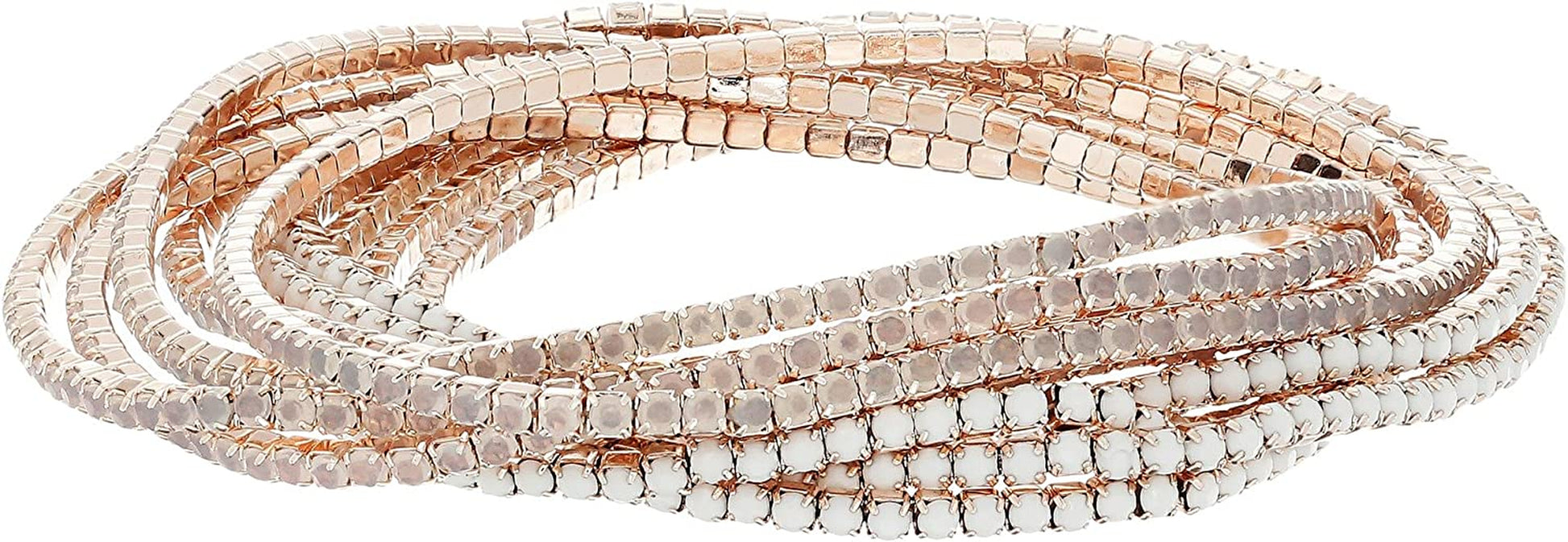 GUESS "Color Me Pretty 10 Piece Set Beads Stretch Bracelet Apparel & Accessories > Jewelry > Bracelets GUESS Rose Gold/White/White Opal