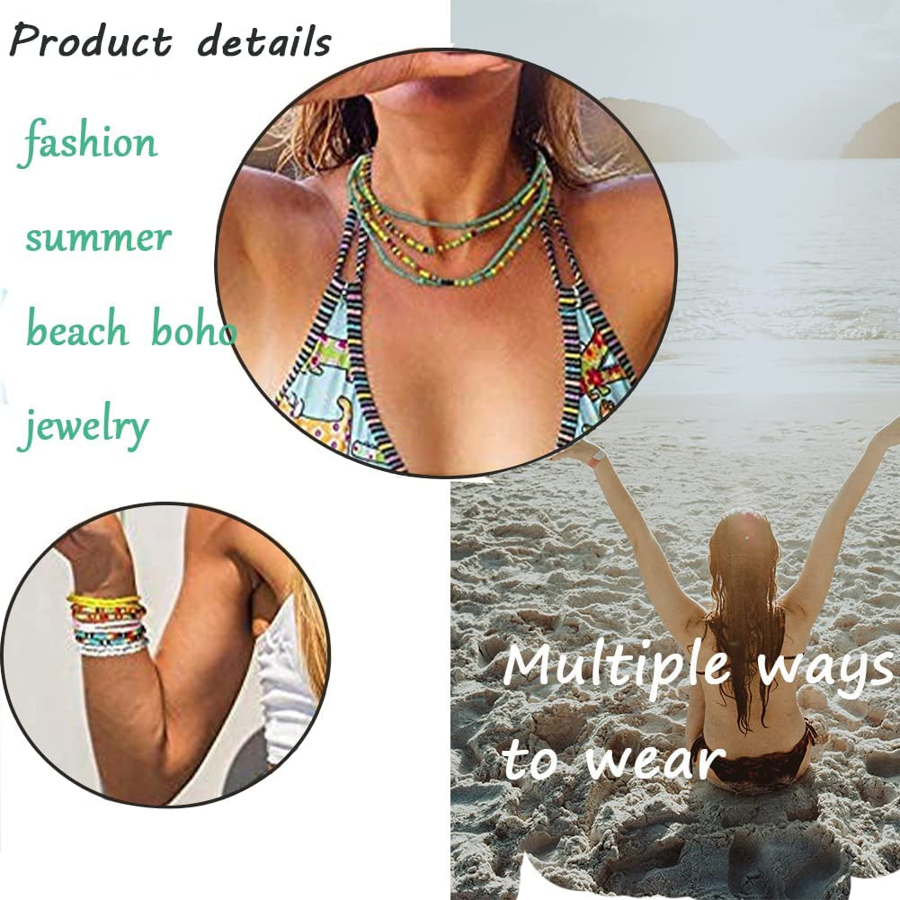 Palotay 16PCS Waist Beads for Women African Waist Beads Chain Colorful Belly Beads Body Chain for the Waist Elastic Stomach Beads Summer Beach Bikini Jewelry Waist Beads Set Apparel & Accessories > Jewelry > Body Jewelry Palotay