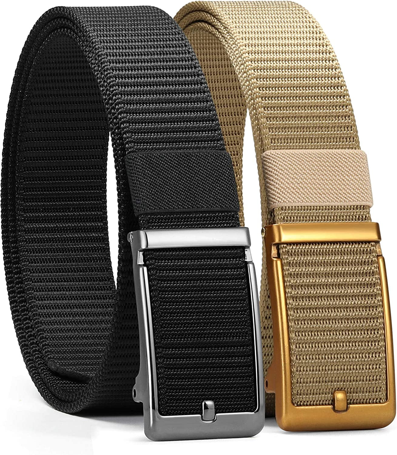 ITIEZY Men'S Nylon Ratchet Belt 2Pack, Adjustable Web Military Tactical Belt with Automatic Slide Buckle, Trim to Fit Apparel & Accessories > Clothing Accessories > Belts ITIEZY