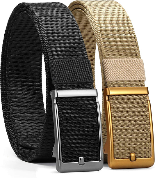 ITIEZY Men'S Nylon Ratchet Belt 2Pack, Adjustable Web Military Tactical Belt with Automatic Slide Buckle, Trim to Fit Apparel & Accessories > Clothing Accessories > Belts ITIEZY