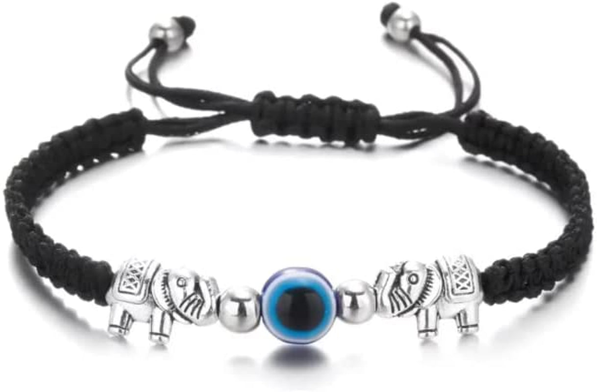 Evil Eye Pendant Bracelet Anklet,Red Blue Black Line Hand Turtle Elephant Pendant Adjustable Braided Bracelet Anklet for Women Men(Flower,Black) Apparel & Accessories > Jewelry > Bracelets Generic one2