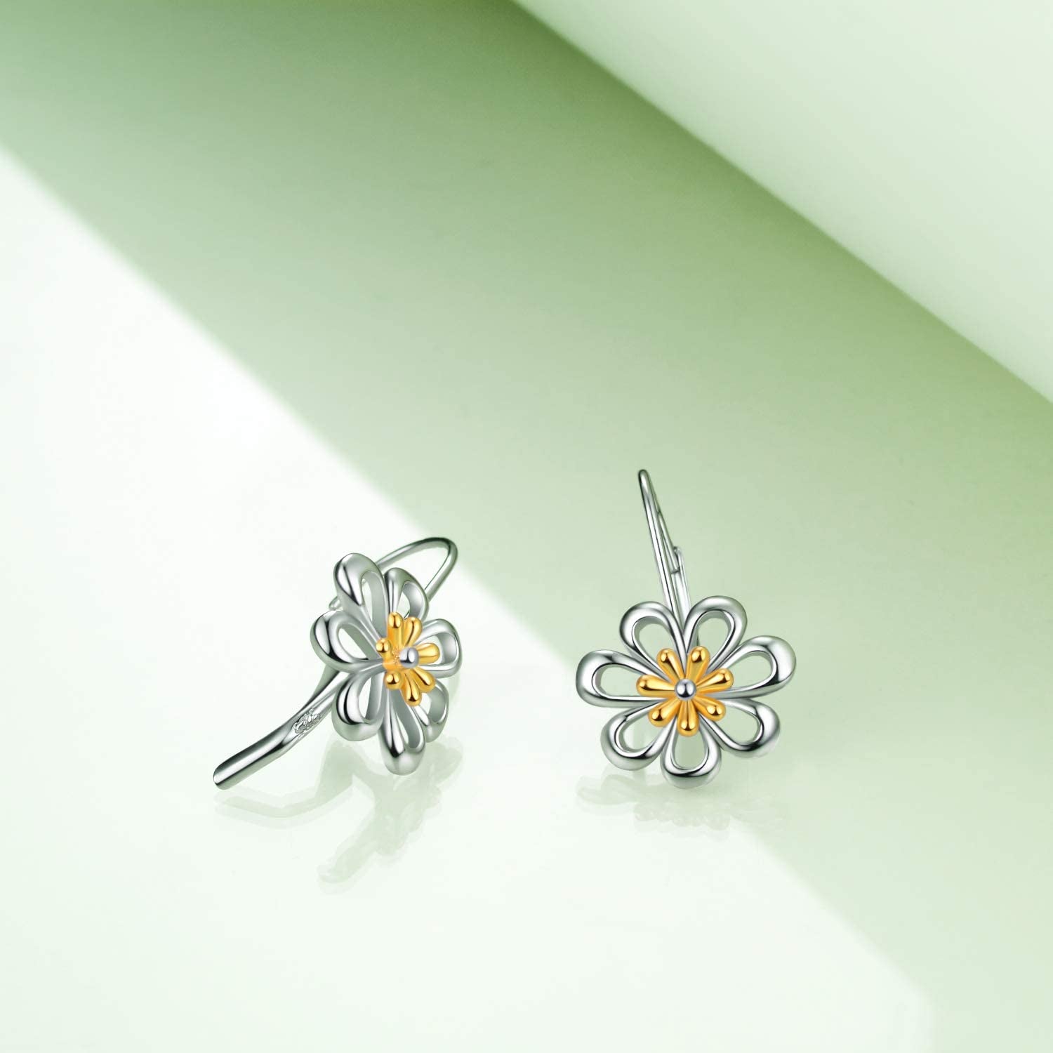 Daisy Earrings,Rose Earrings,Lotus Earrings,Sunflower Earrings Sterling Silver Gold Plated Filigree Flower Leverback Dangle Earrings for Women Girls Apparel & Accessories > Jewelry > Earrings LUHE