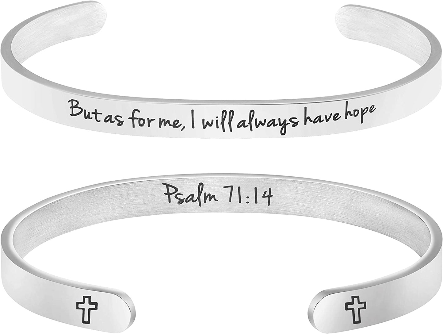 Christian Bracelets for Women Inspirational Gifts Bible Verse Religious Faith Jewelry Cuff Bracelet Mothers Day Christmas Birthday Jewelry for Her Mother Daughter Apparel & Accessories > Jewelry > Bracelets Memgift Psalm 71:14-But as for me, I will always have hope