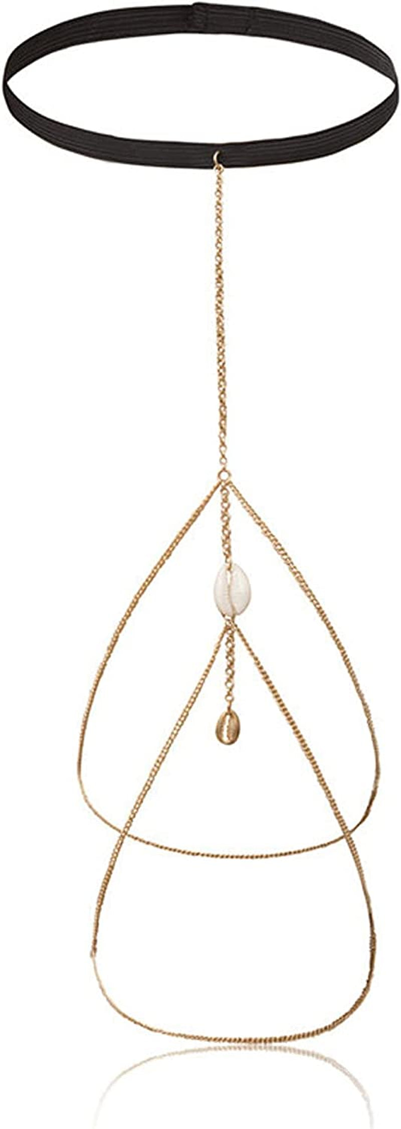 Snake Leg Chain for Women Thigh Chain for Girls Gold Snake Pendant Boho Body Chain for Beach Summer Holiday Apparel & Accessories > Jewelry > Body Jewelry HUASAI Shell Gold