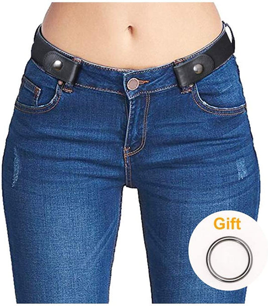 No Buckle Elastic Stretch Belts for Men and Women, Comfortable Invisible Belts for Jeans Pants Apparel & Accessories > Clothing Accessories > Belts SUOSDEY B-black(gun Button) S--M:Waist size 24''-34''