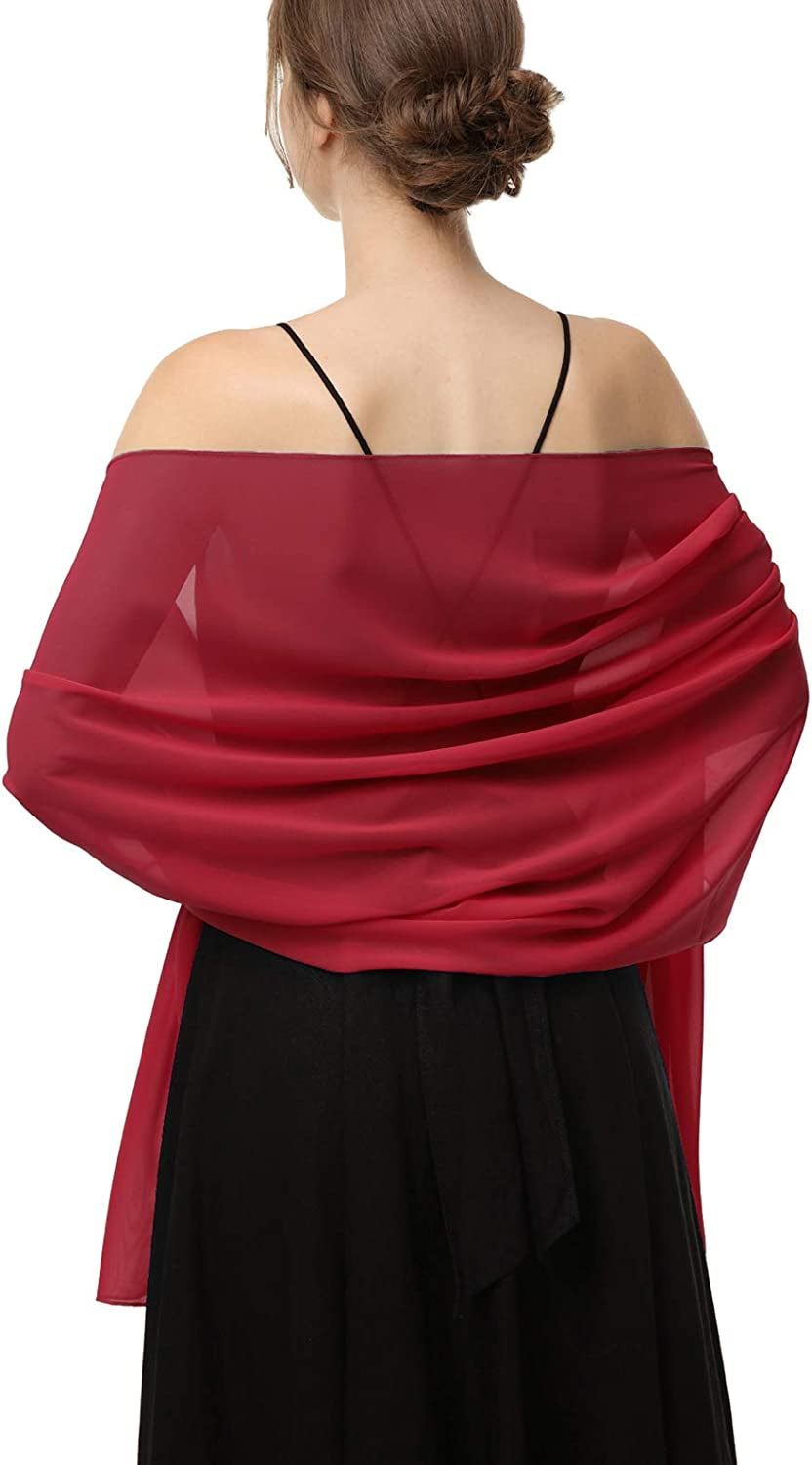 Chiffon Shawls Scarves Wraps for Bridal Wedding Party Evening Dress and Special Occasion Dresses Apparel & Accessories > Clothing Accessories > Scarves & Shawls Baoqiya Wine Red Length(79") * Width(29")