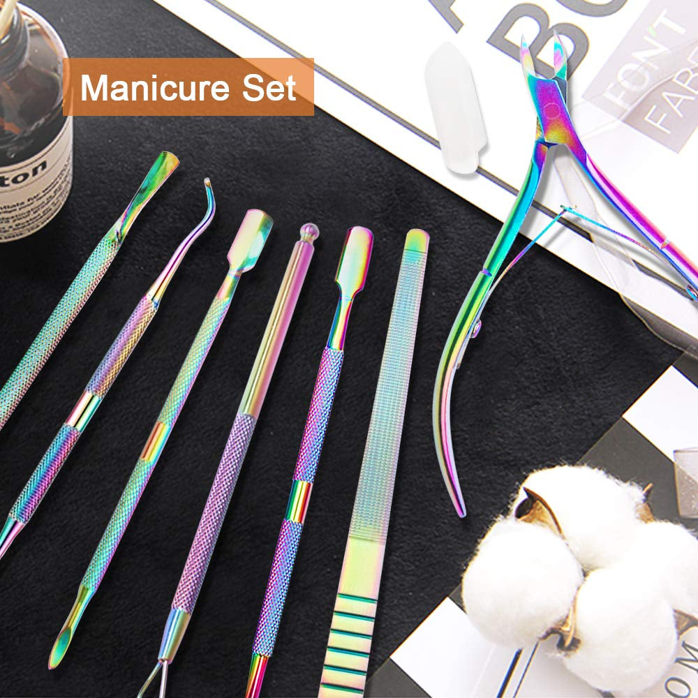 Kalolary 7Pcs Cuticle Nippers and Cutter Kit, Ingrown Toenail File, Triangle Nail Polish Remover Cuticle Pusher Trimmer Stainless Steel Manicure Tools Set for Fingernails and Toenails Health & Beauty > Personal Care > Cosmetics > Cosmetic Tools > Nail Tools Kalolary