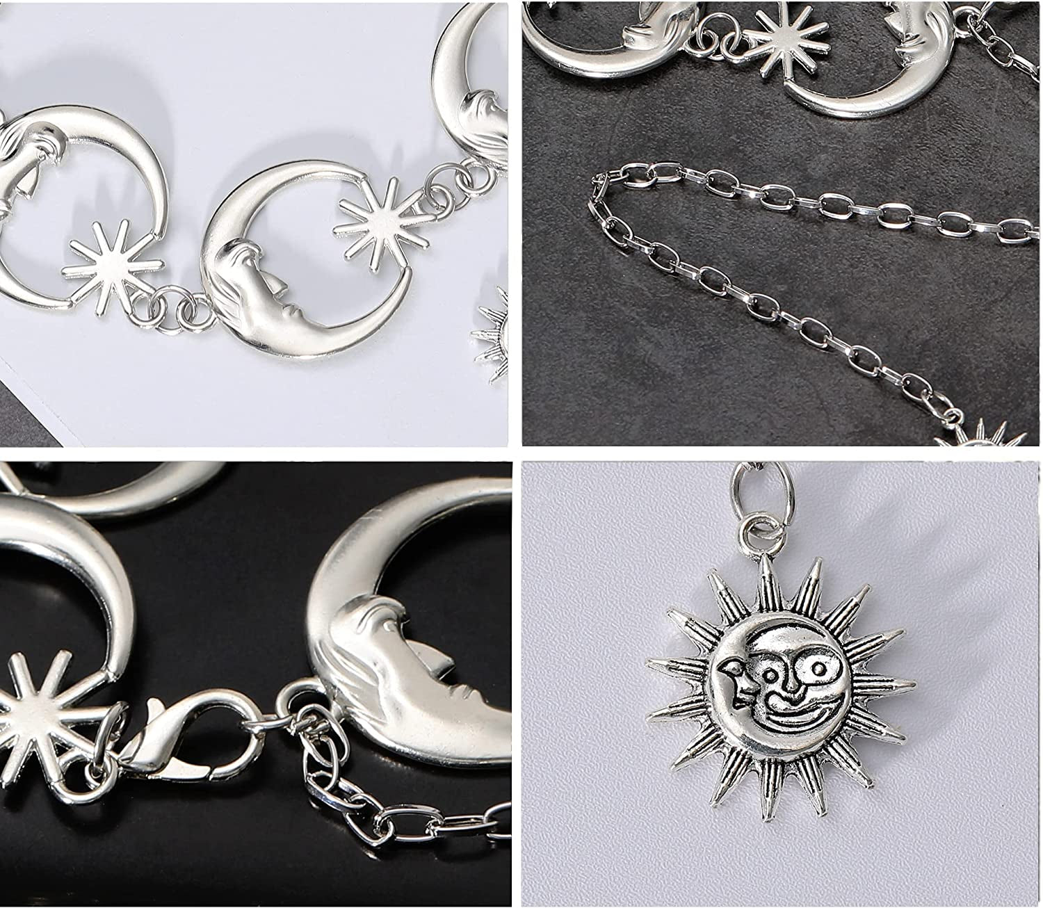 Honsny Chain Belt for Women Gold Sliver Moon Star Metal Waist Chain Belt Sun Pendant Belly Body Chains Jewelry Apparel & Accessories > Jewelry > Body Jewelry Honsny