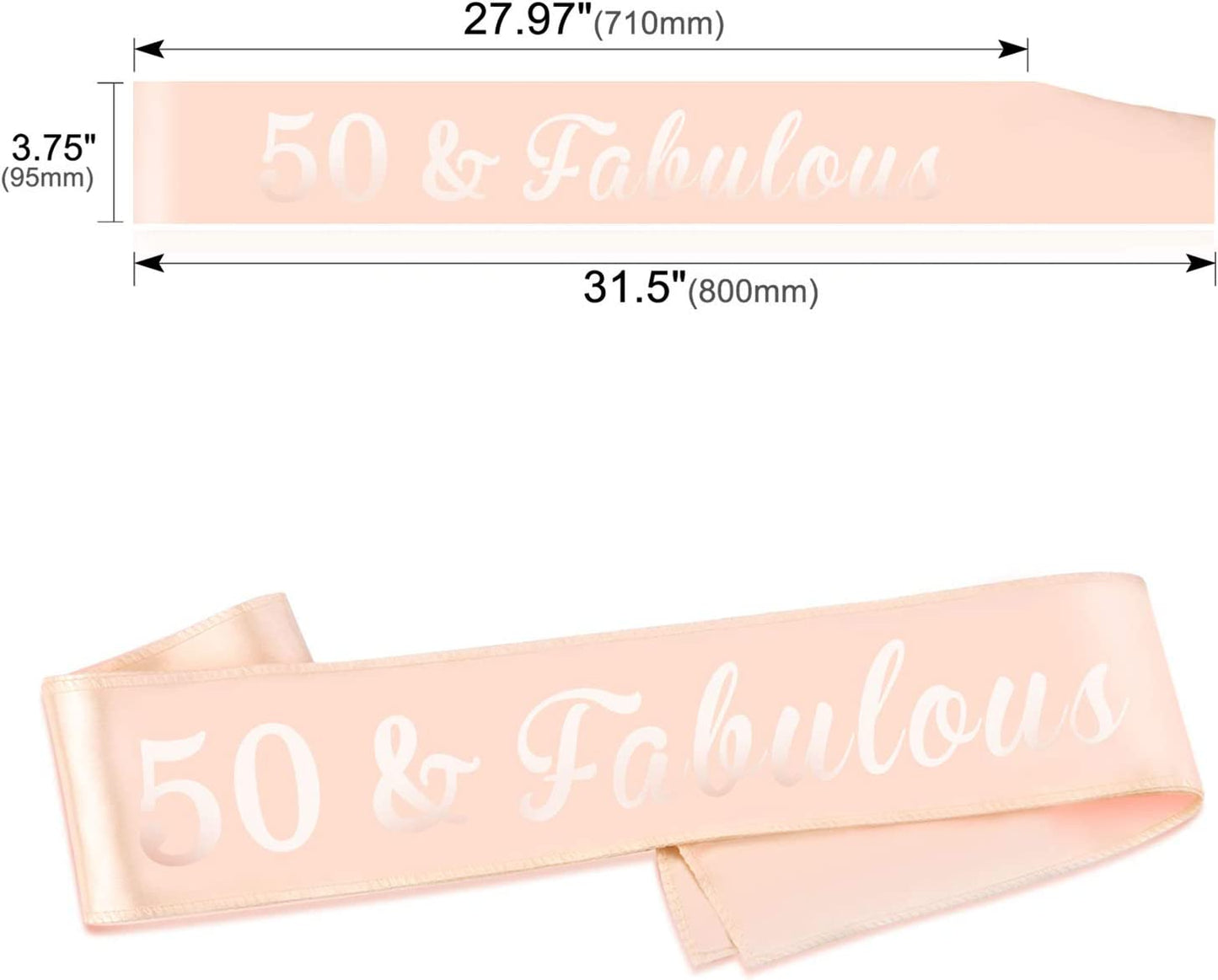 HOWAF Rose Gold 50Th Birthday Sash, 50 and Fabulous Birthday Satin Sash for 50Th Birthday Decorations Women 50 Birthday Gift Party Accessories, One Size Apparel & Accessories > Clothing Accessories > Sashes Sowist