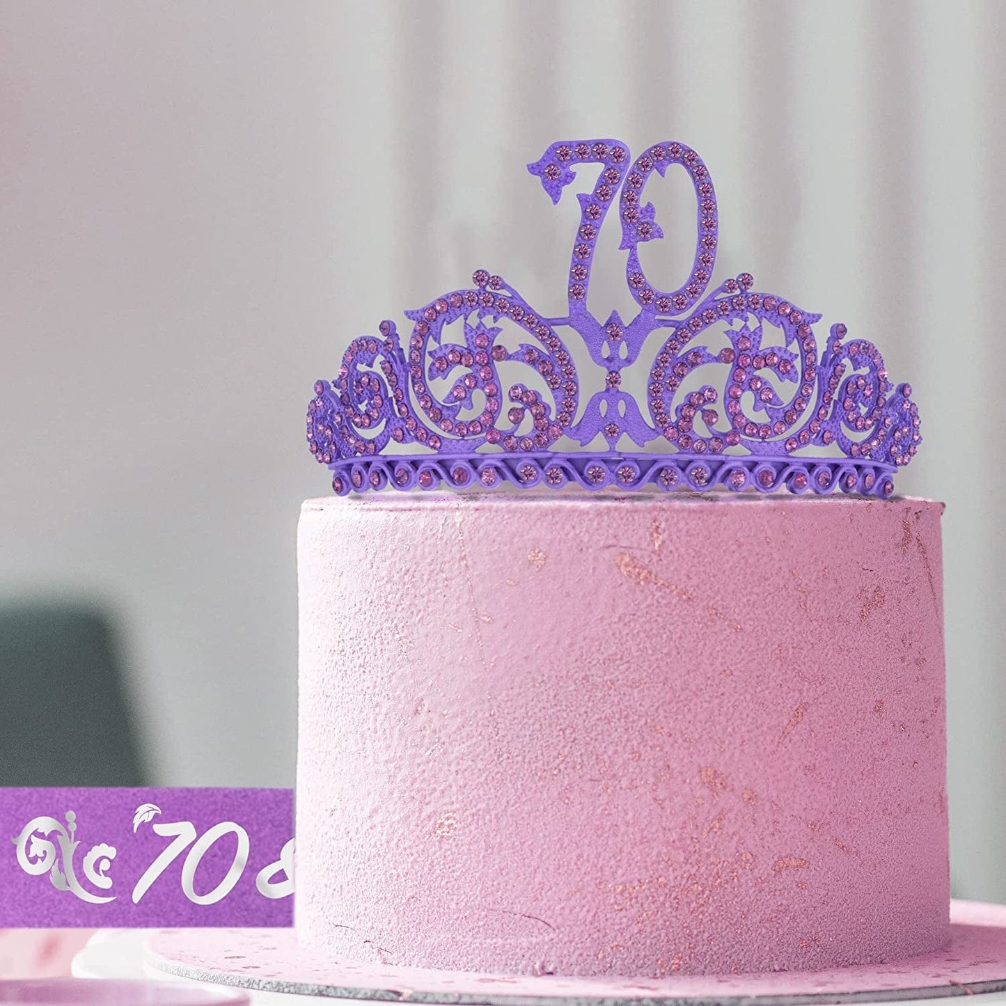 70Th Birthday Sash and Tiara for Women - Fabulous Glitter Sash + Forest Rhinestone Purple Premium Metal Tiara for Her, 70Th Birthday Gifts for 70 Celebration Apparel & Accessories > Clothing Accessories > Sashes KYLIE MAX