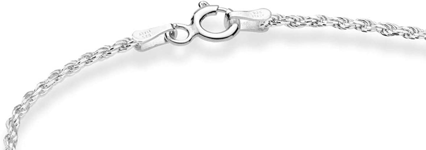 Miabella 925 Sterling Silver Solid 1.5Mm Diamond-Cut Braided Rope Chain Anklet Ankle Bracelet for Women Teen Girls, Made in Italy Apparel & Accessories > Jewelry > Anklets Miabella