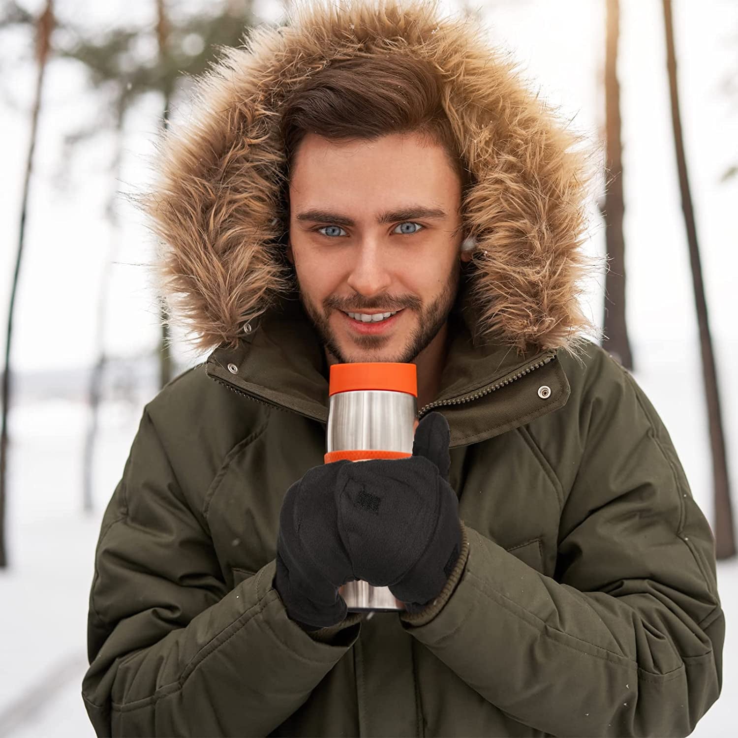 SATINIOR 2 Pairs Convertible Flip Top Mittens Fingerless Thermal Gloves Warm Winter Windproof Fleece Gloves for Men, Black, 20 Cm/ 7.87 Hes Apparel & Accessories > Clothing Accessories > Gloves & Mittens SATINIOR