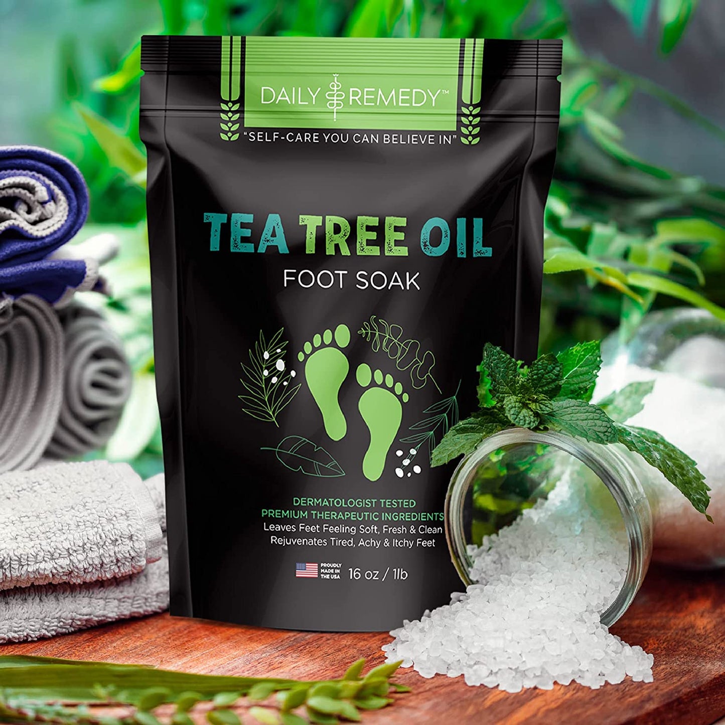 Tea Tree Oil Foot Soak with Epsom Salt - Made in USA - for Toenail Irritations, Athletes Foot, Stubborn Foot Odor Scent, Softens Calluses & Soothes Sore Tired Feet - 2 PACK Health & Beauty > Personal Care > Foot Care DAILY REMEDY