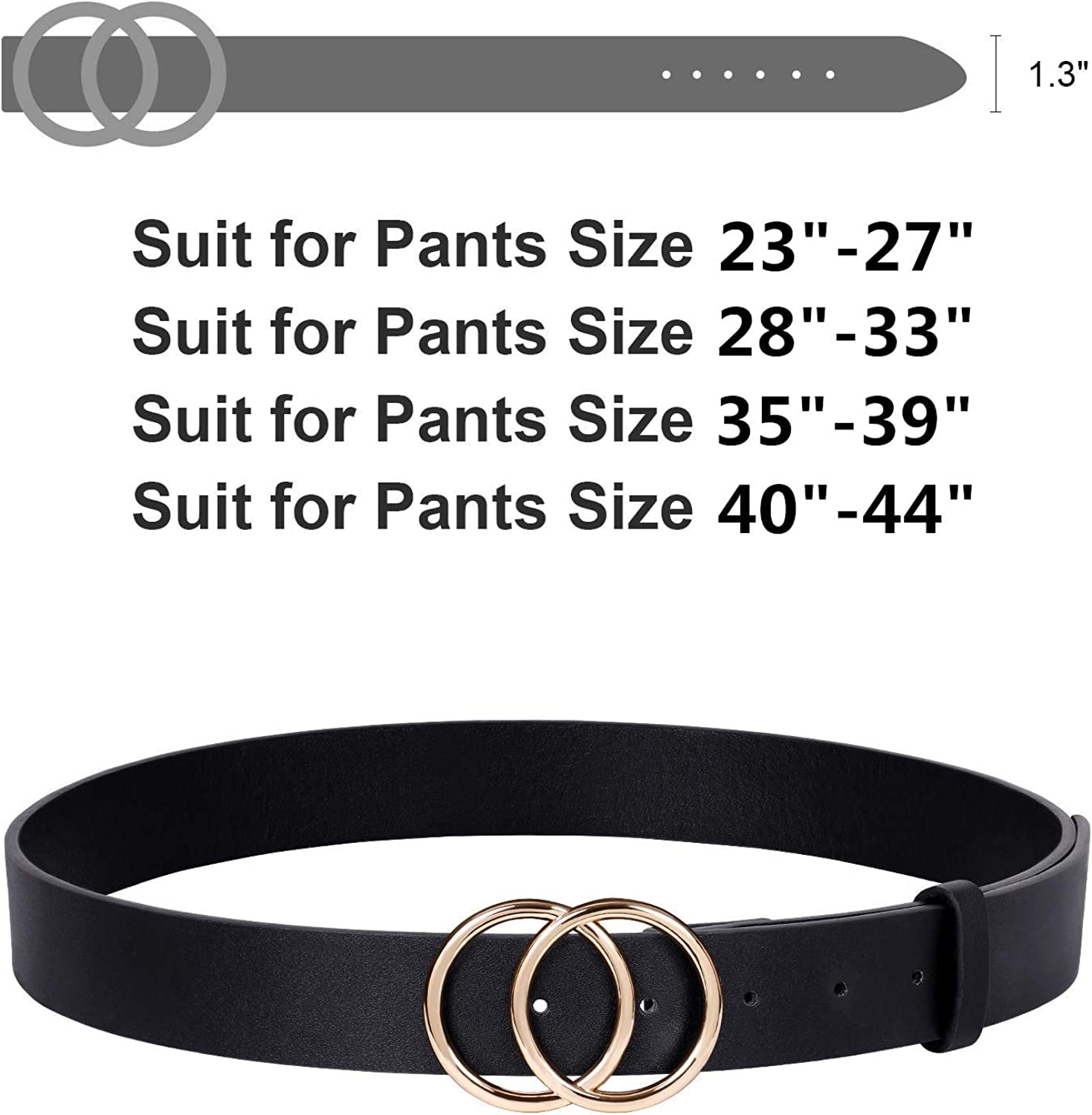 JASGOOD 3 Pack Women Leather Belt for Jeans Pants, Ladies Waist Belts with Double O-Ring Buckle Apparel & Accessories > Clothing Accessories > Belts KYLIE MAX