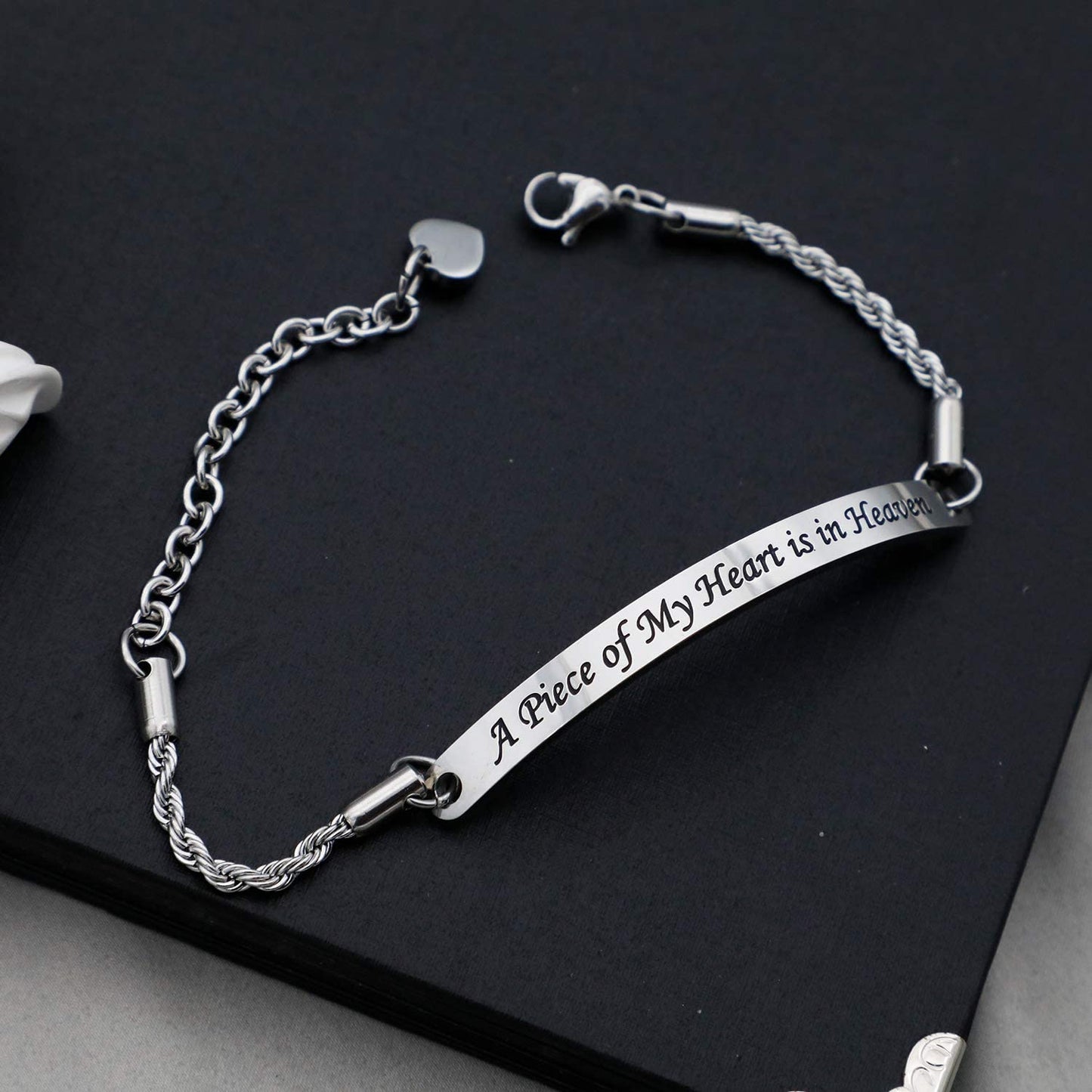 Memorial Bracelet Keychain Dad Mom in Heaven Loss Memorial Jewelry Sympathy Gift for Loss of Mom Dad Grandma Grandpa Apparel & Accessories > Jewelry > Bracelets EIGSO