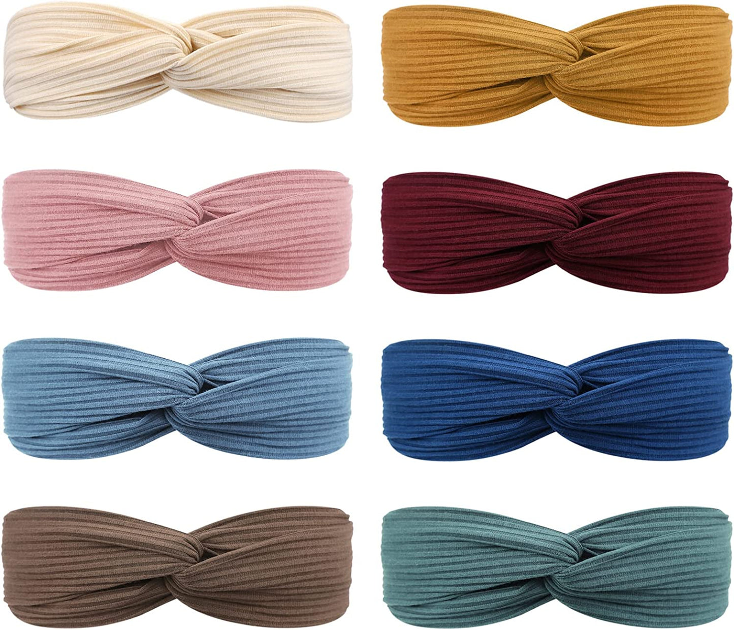 DRESHOW 8 Pack Headbands for Women Criss Cross Vintage Head Wrap Boho Headband Twisted Elastic Hair Accessories Apparel & Accessories > Clothing Accessories > Bandanas & Headties DRESHOW 8 Pack F: Ribbing