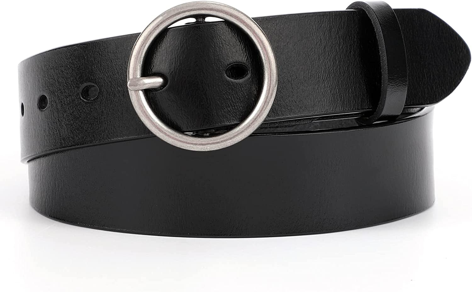 WERFORU Women Casual Dress Belt Fashion Leather Belt with O Ring Buckle for Jeans Pants Apparel & Accessories > Clothing Accessories > Belts WERFORU A-black Suit Pant Size 24"-28"
