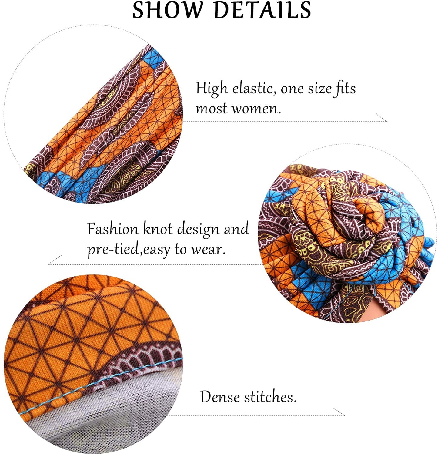 SATINIOR 4 Pieces African Pattern Headwrap Pre-Tied Bonnet Turban Knot Beanie Cap Headwrap Hat Apparel & Accessories > Clothing Accessories > Headwear SATINIOR