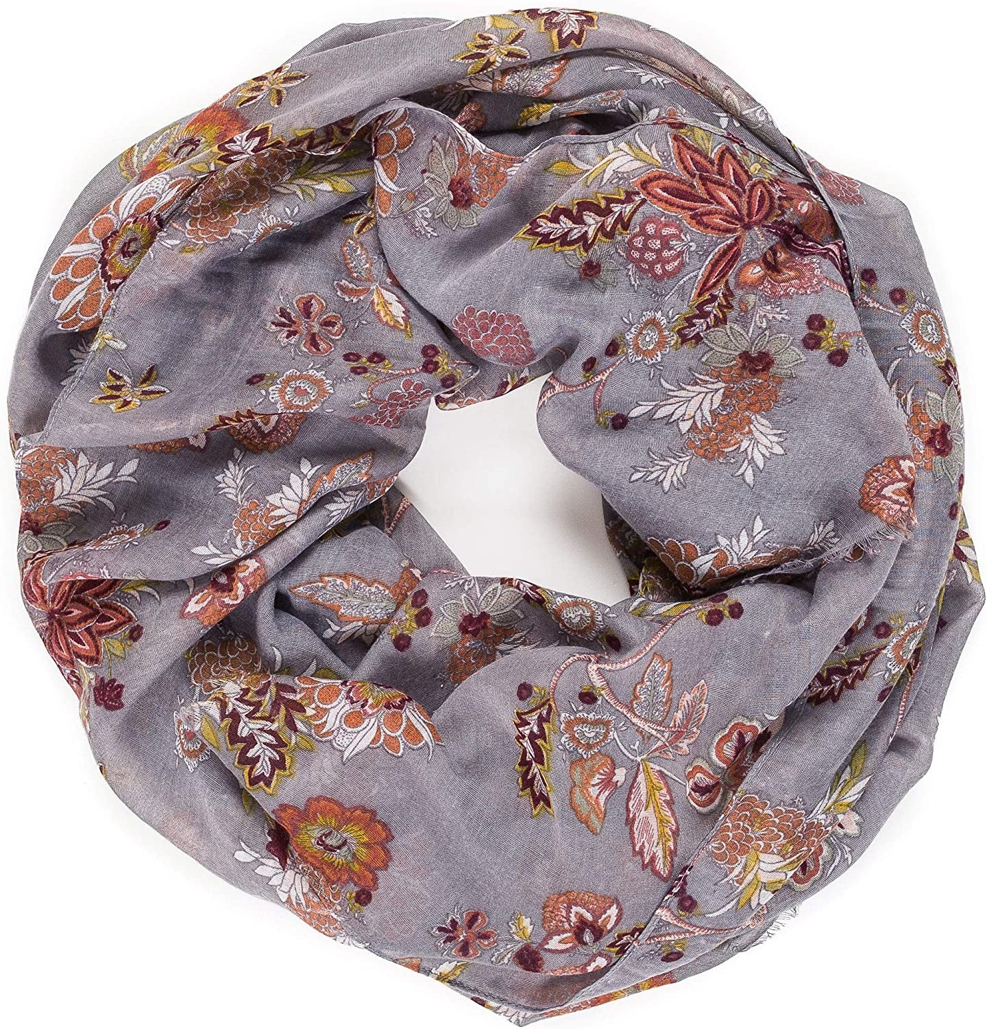 Scarfs for Women Lightweight Floral Flower Fashion Wrap Shawl Fall Winter Apparel & Accessories > Clothing Accessories > Scarves & Shawls MIMOSITO Gray Floral