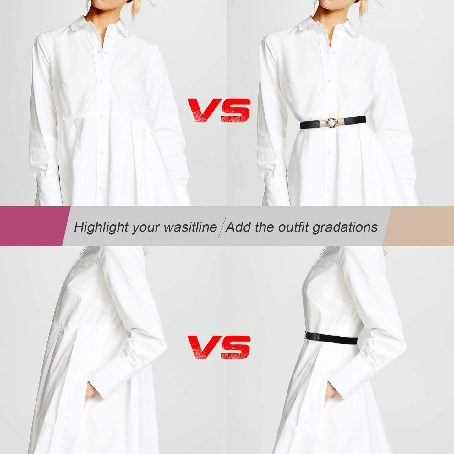 Women Skinny Belt for Dresses Retro Stretch Ladies Waist Belt plus Size Set of 4 Apparel & Accessories > Clothing Accessories > Belts WERFORU