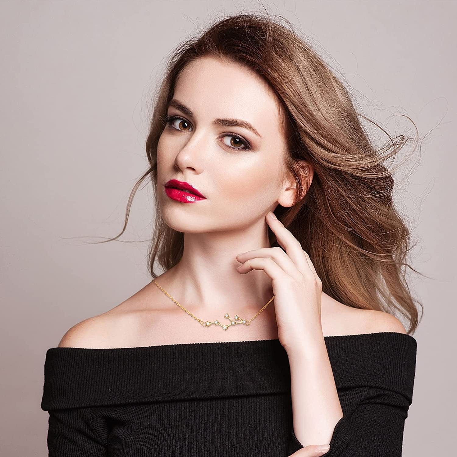 72 Pieces Zodiac Charms Set, Includes 36 Sign Letter Rhinestone Symbol Charm Pendant, 36 Zodiac Charm Necklace Display Cards with 6 Necklace Chains and 48 Split Rings for Jewelry Making