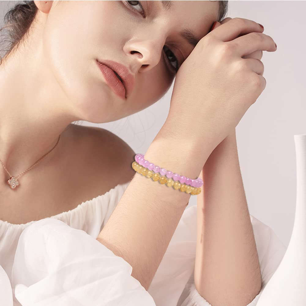 SONNYX 14Pcs 6Mm Semi Precious Gemstone Beaded Bracelets for Women Men Tiny Crushed Stone Crystal Bracelet Stretch Bead Bracelet Unisex Jewelry Apparel & Accessories > Jewelry > Bracelets SONNYX